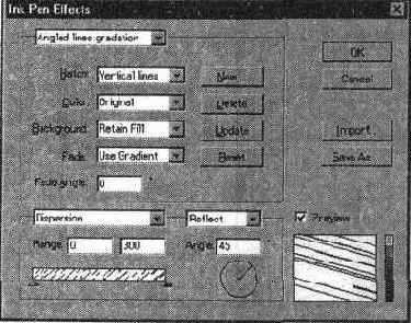 Вид диалогового окна Ink Pen Effects